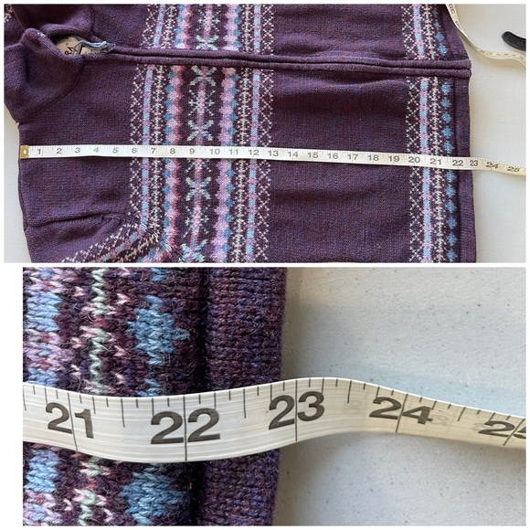 Tiara size large zip front cardigan plum fair isle layer career work fall winter - Picture 7 of 16